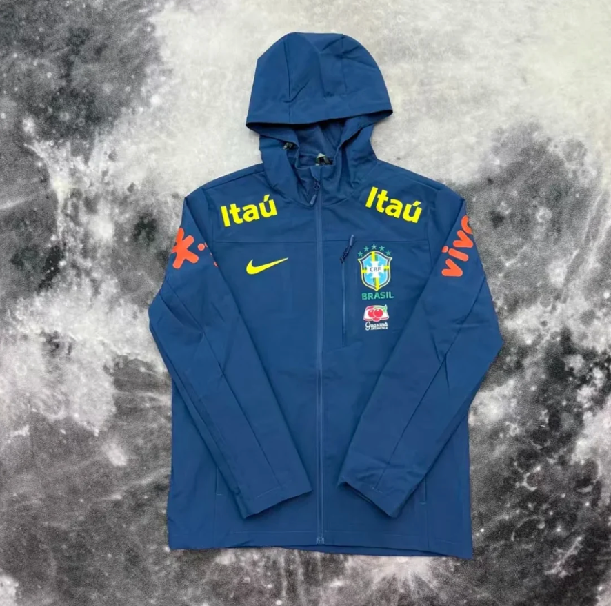 Veste coupe-vent Brésil bleu - face arrière